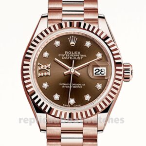 Replica Rolex Datejust Ladies m279175-0002 28mm Chocolate Diamond Dial